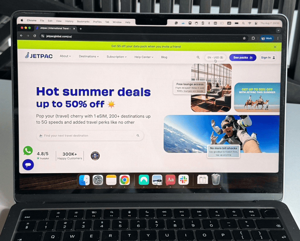 Jetpac homepage interface