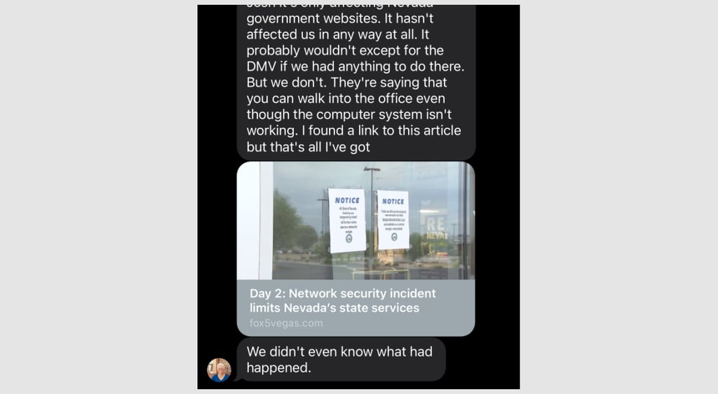Nevada state network security incident commentary