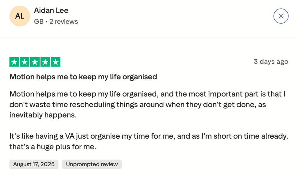 Motion AI review on Trustpilot