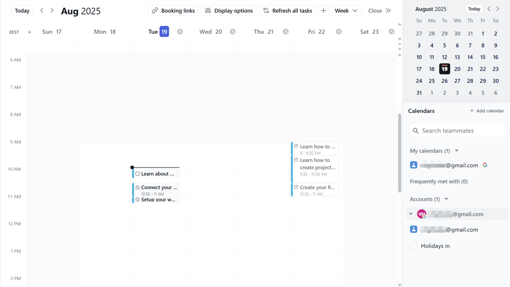 Motion calendar view