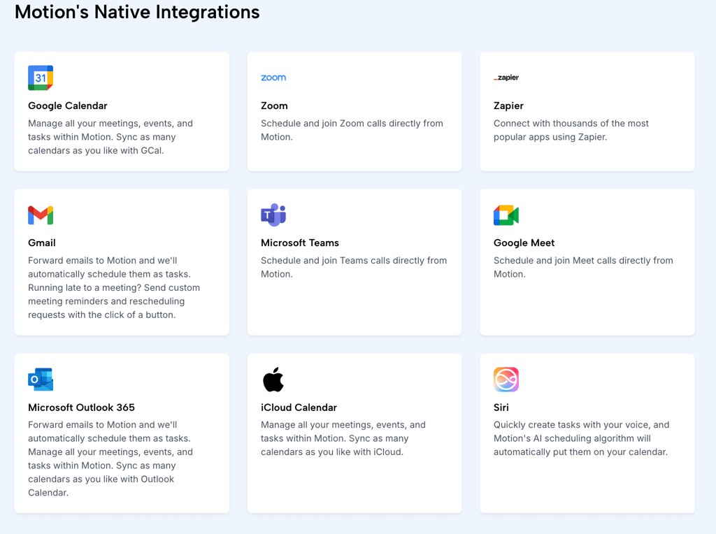 Motion integrations screen