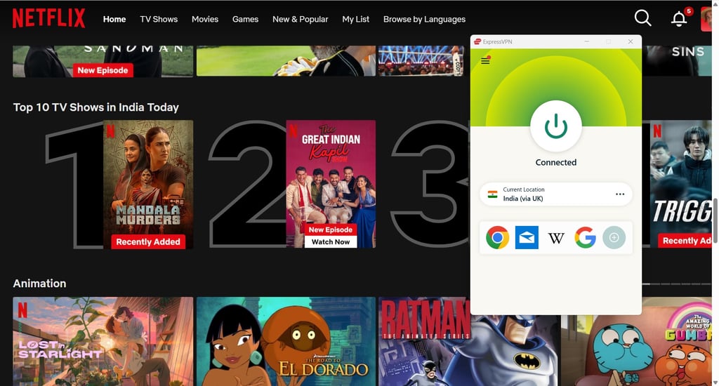 Watching Netflix India with ExpressVPN