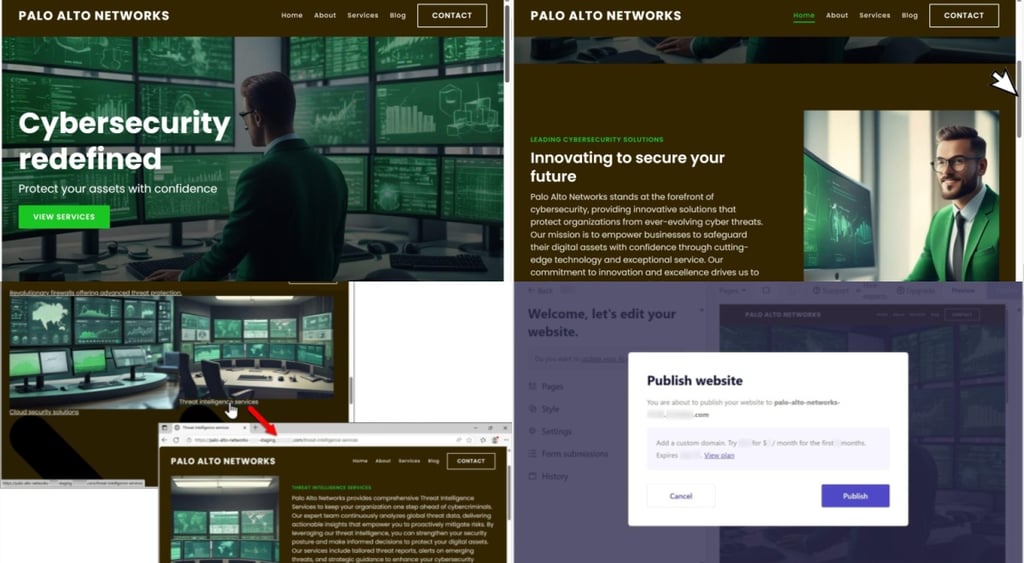 GenAI phishing attacks Unit 42 fake site
