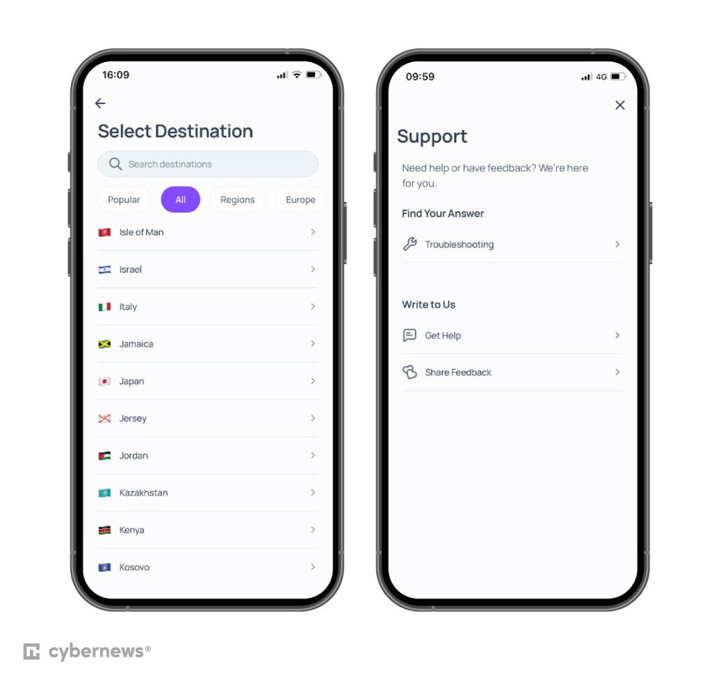 Roamless Japan mobile interface