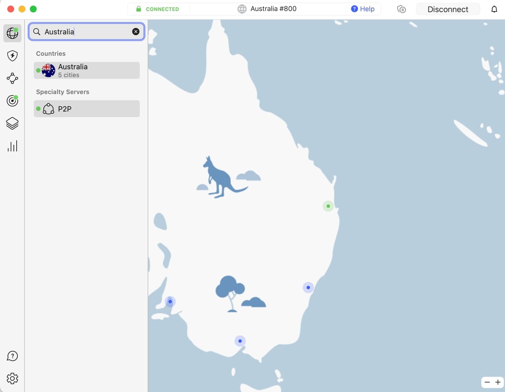 Connect to Australian server with NordVPN