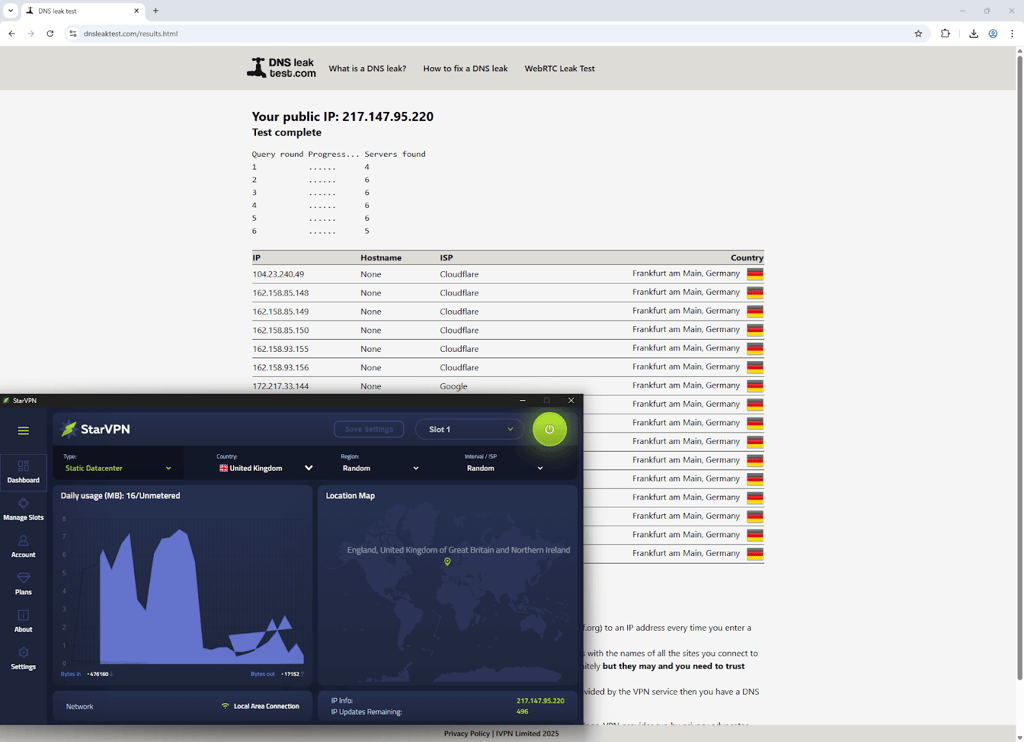 starvpn dns leaks test