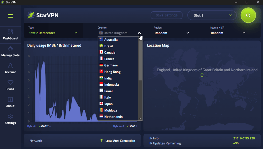 starvpn Static Datacenter IP locations