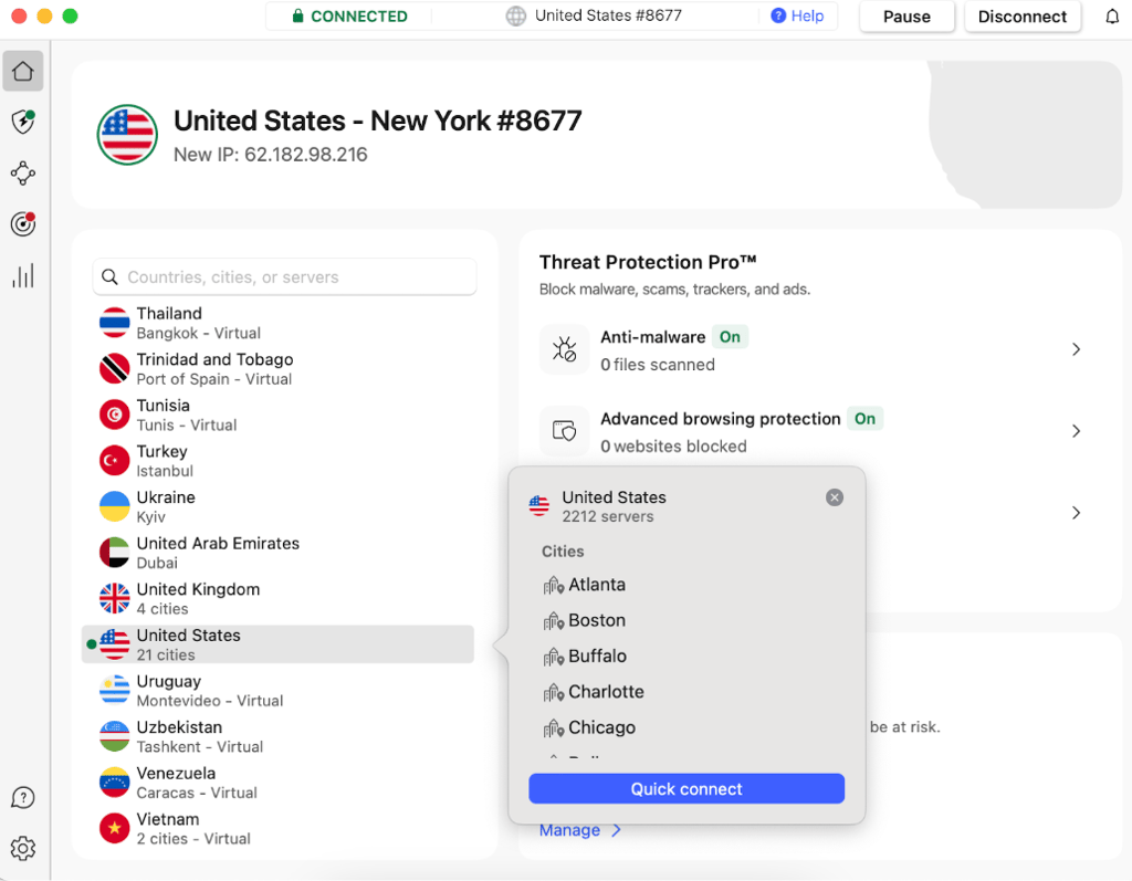 NordVPN US servers