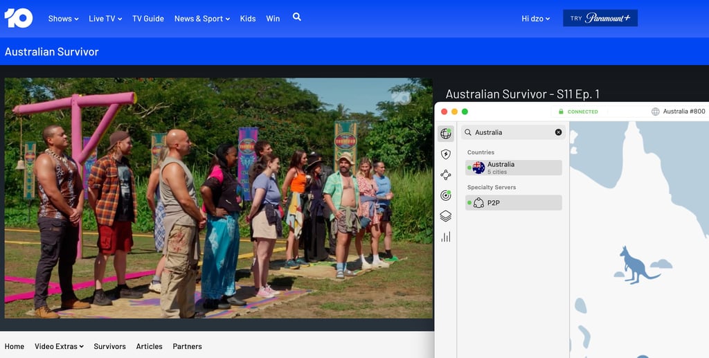 Watching Australian survivor with VPN