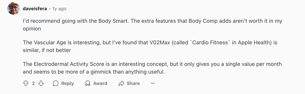 Redditors sharing thoughts on Body Smart vs Body Comp