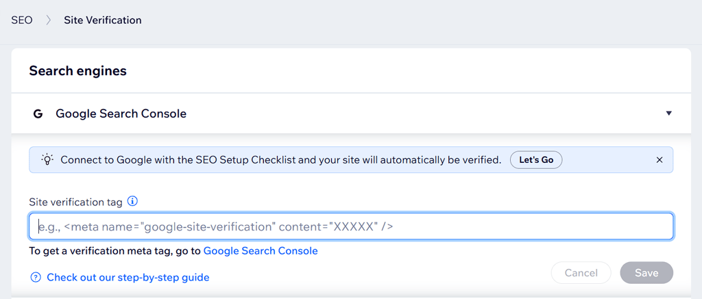 google search console integration on wix