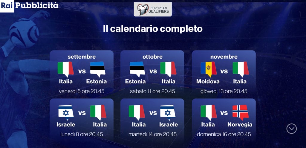 RaiPubblicita - upcoming matches