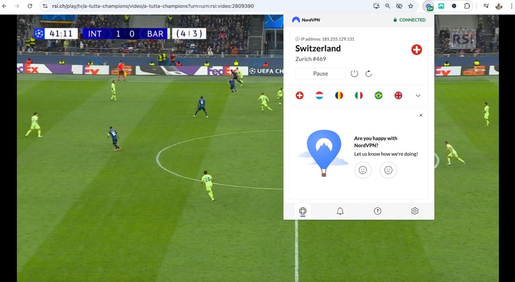 RSI unblocked with NordVPN (Serie A)