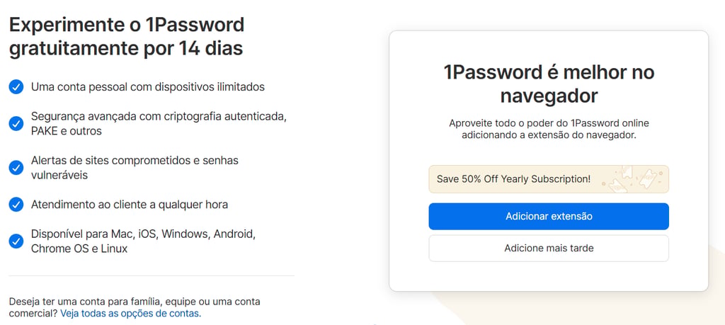 1password subscription