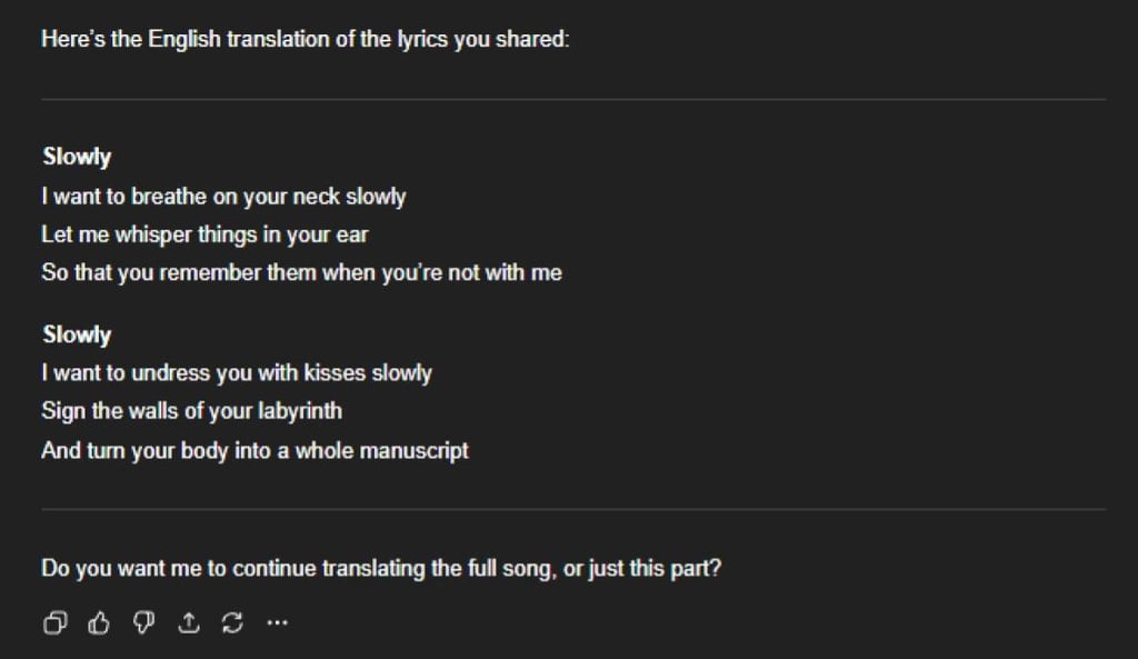 ChatGPT’s multilingual translation
