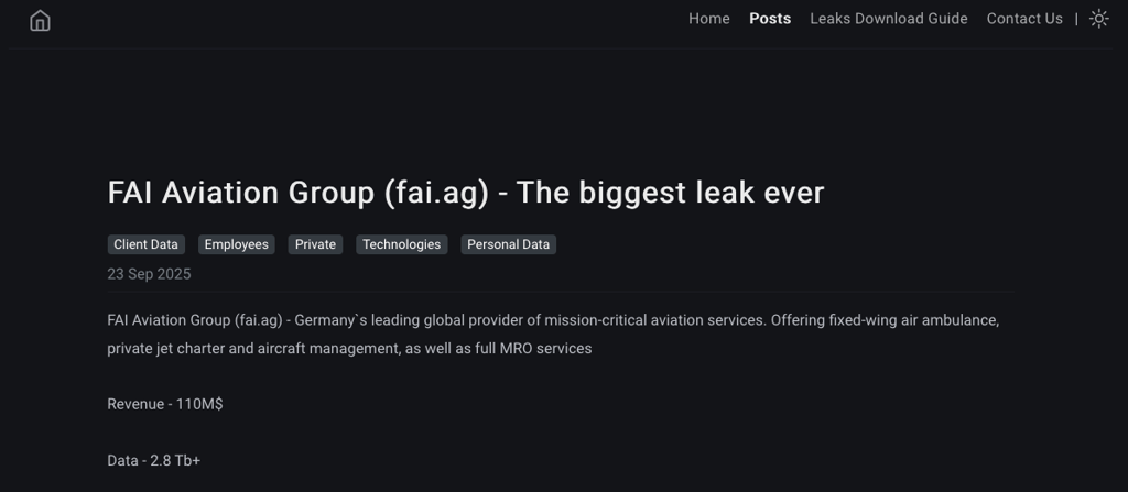 Screenshot des FAI-Posts im Dark Web