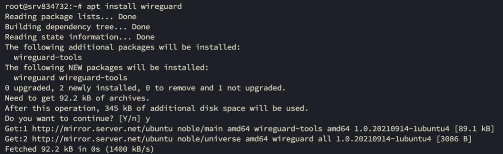 Installation of WireGuard package on Linux
