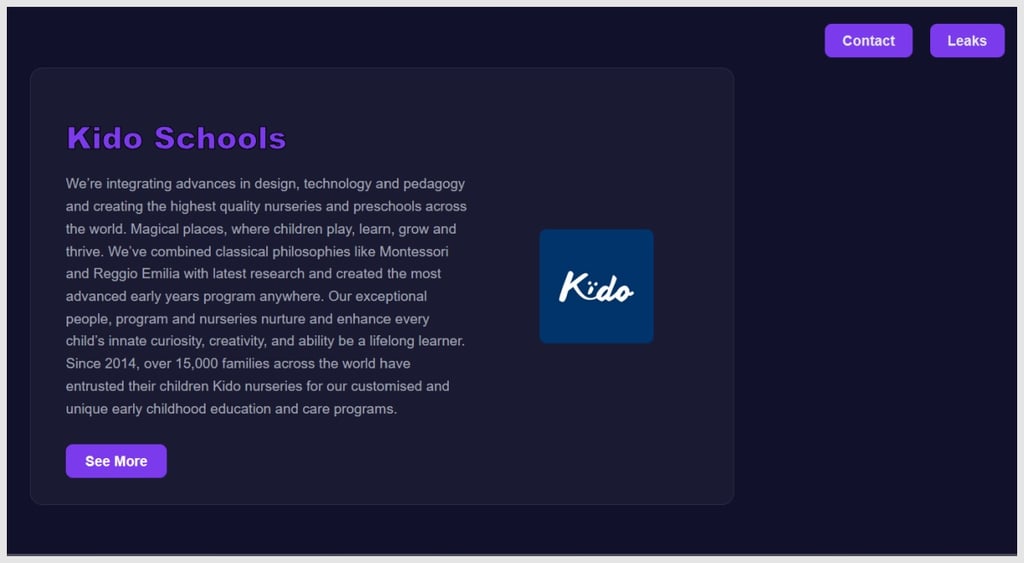 Radiant ransomware attack Kido Schools - leak post