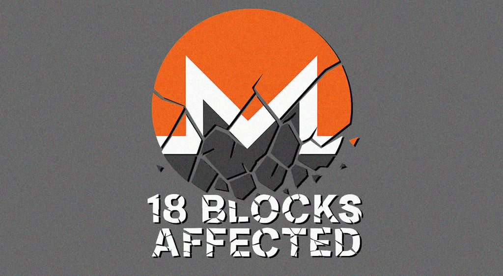 monero logo crypto 18 block affected broken cracking