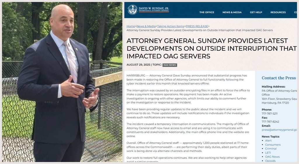 Pennsylvania Attorney General ransowmare attack update