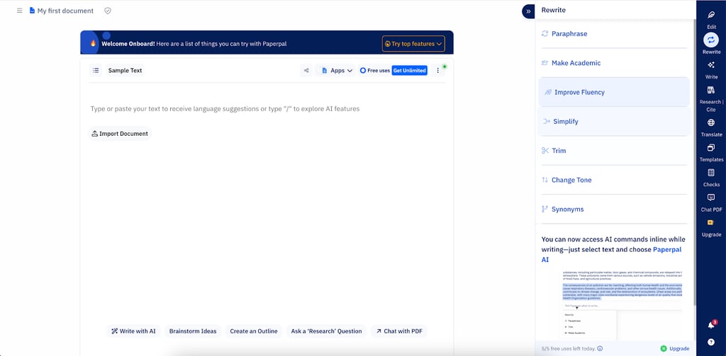 Paperpal web app interface