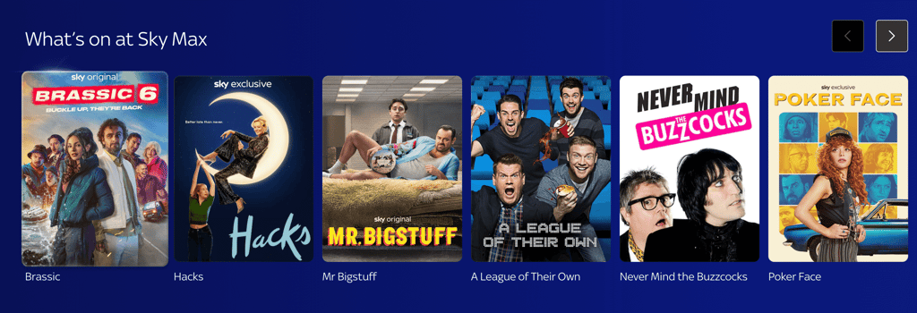 Watch on Sky Max shows screenshot