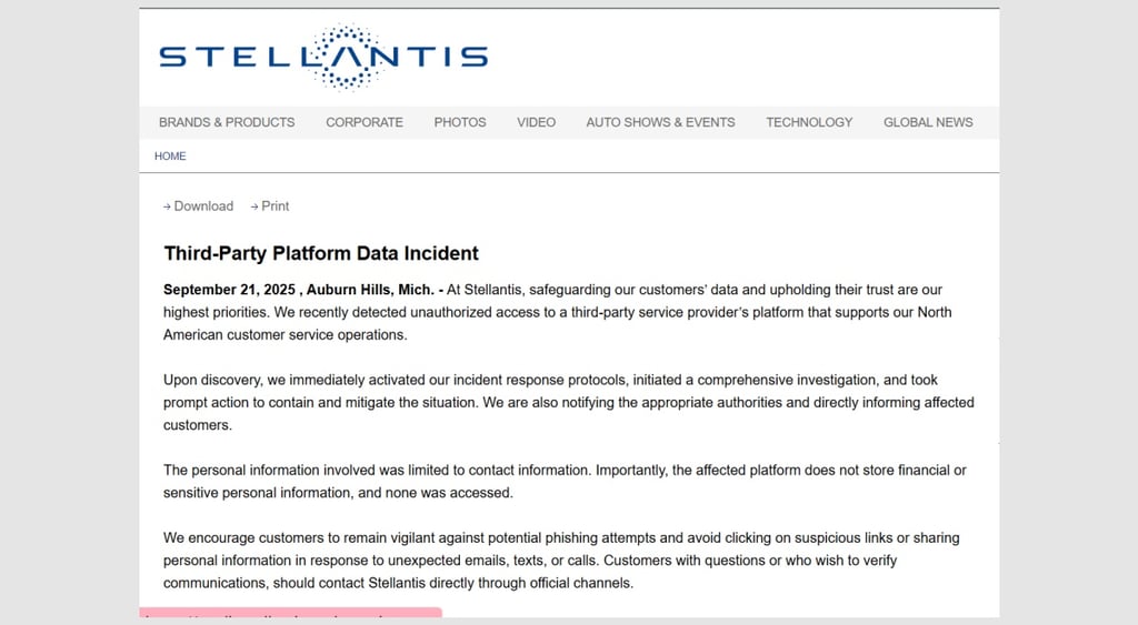 Stellantis breach notice