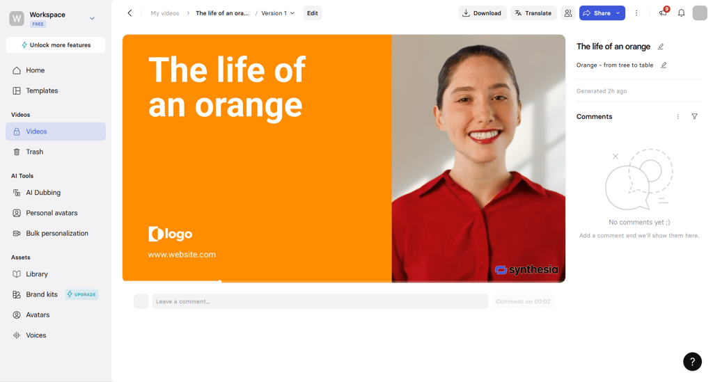 The life of an orange by Synthesia AI