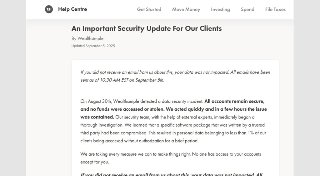 Wealthsimple breach notification
