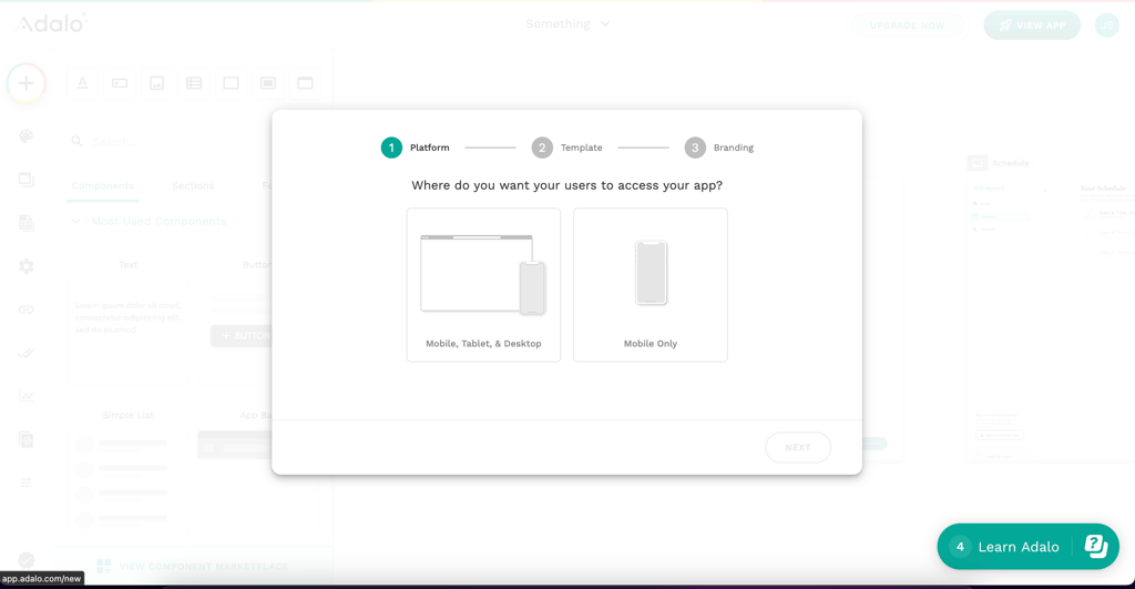 Choosing a device for Adalo app