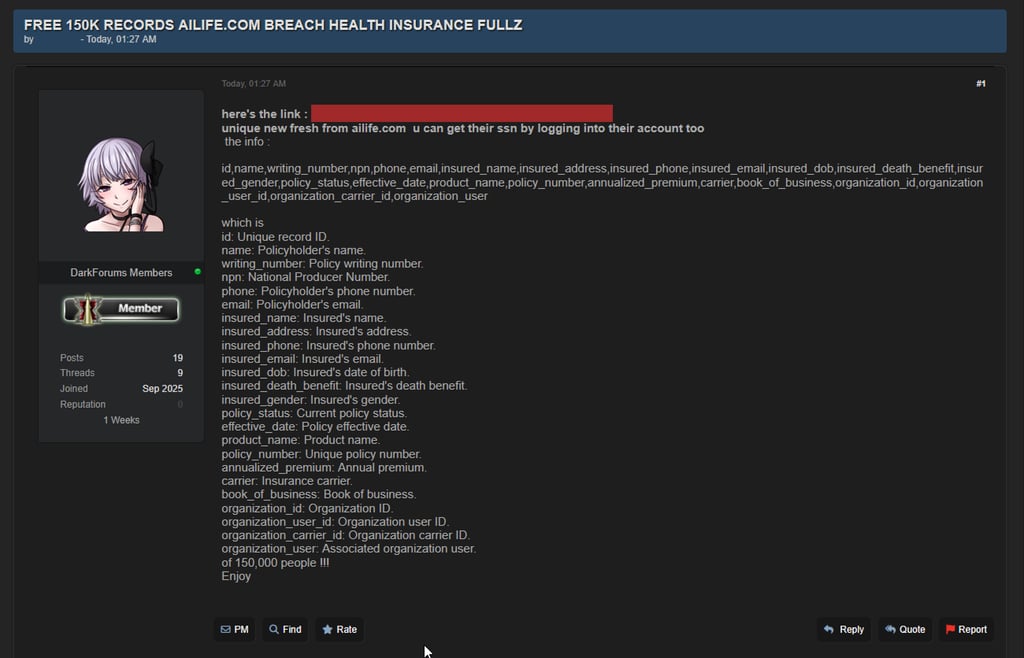 AIL customers' data leak