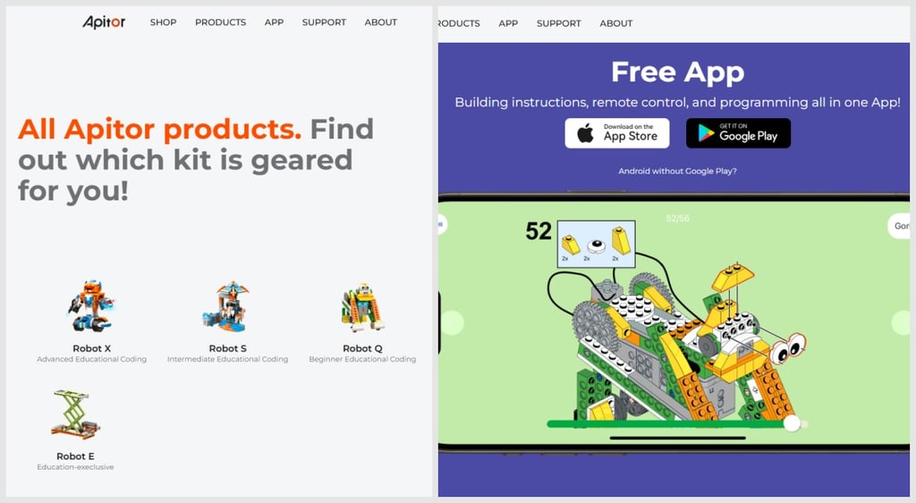 Apitor Robot kits website