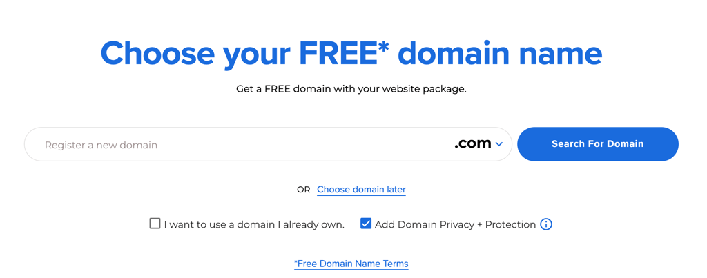 bluehost choose domain name