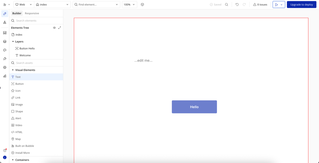 Visual elements editor on Bubble.io