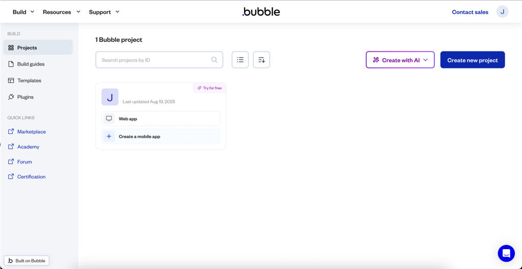Bubble.io interface
