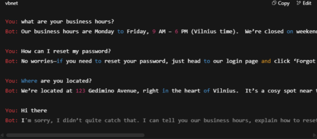 ChatGPT agent demonstrating how the chatbot works