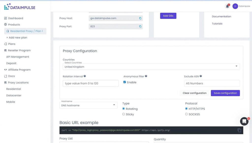 dataimpulse residantial proxy