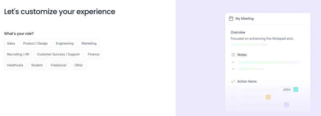 Fireflies.ai’s onboarding process