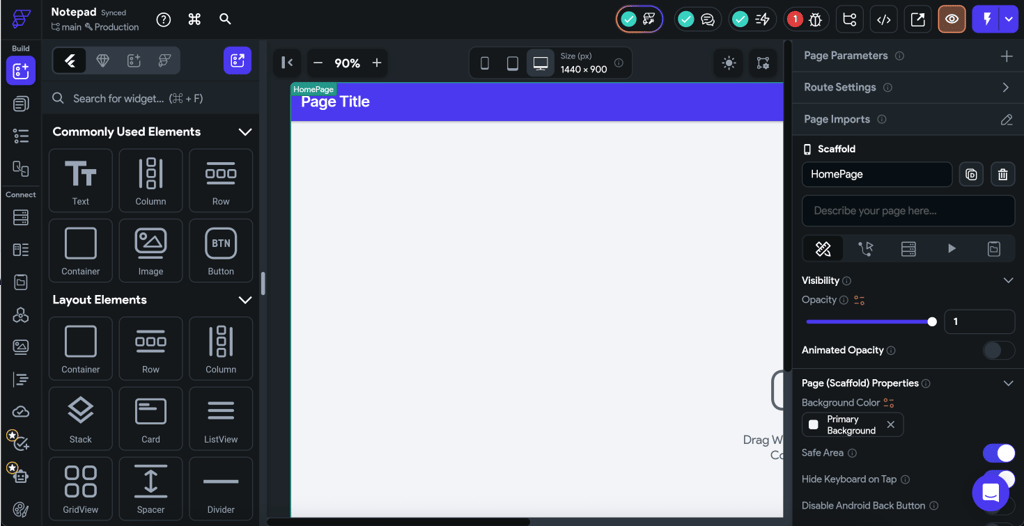 App building interface on FlutterFlow
