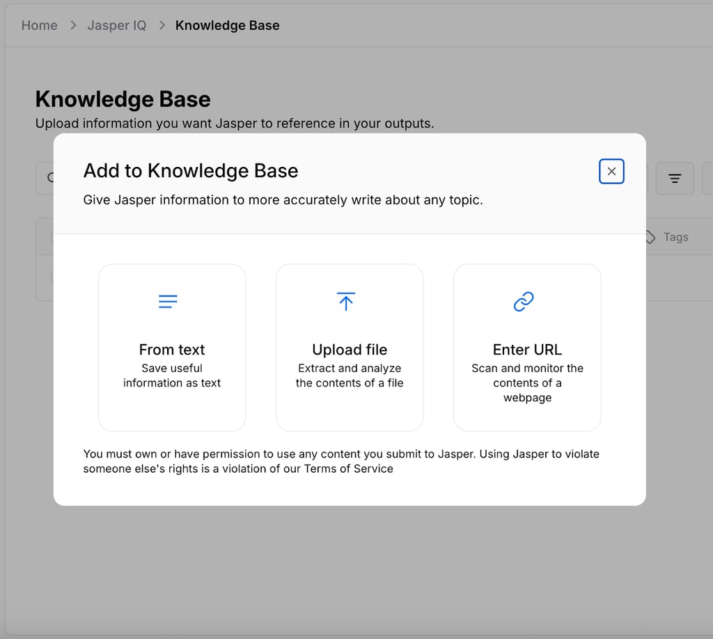 Jasper knowledge base