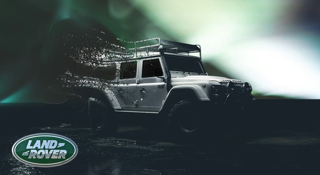 land rover logo car disintegrating