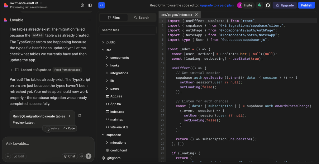 Built app preview on Lovable builder