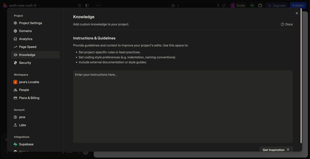 Add instructions for Lovable project