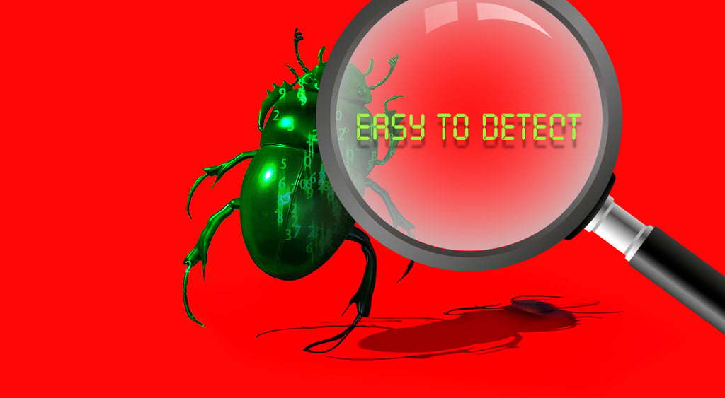malware spotted magnifying glass easy to detect bug