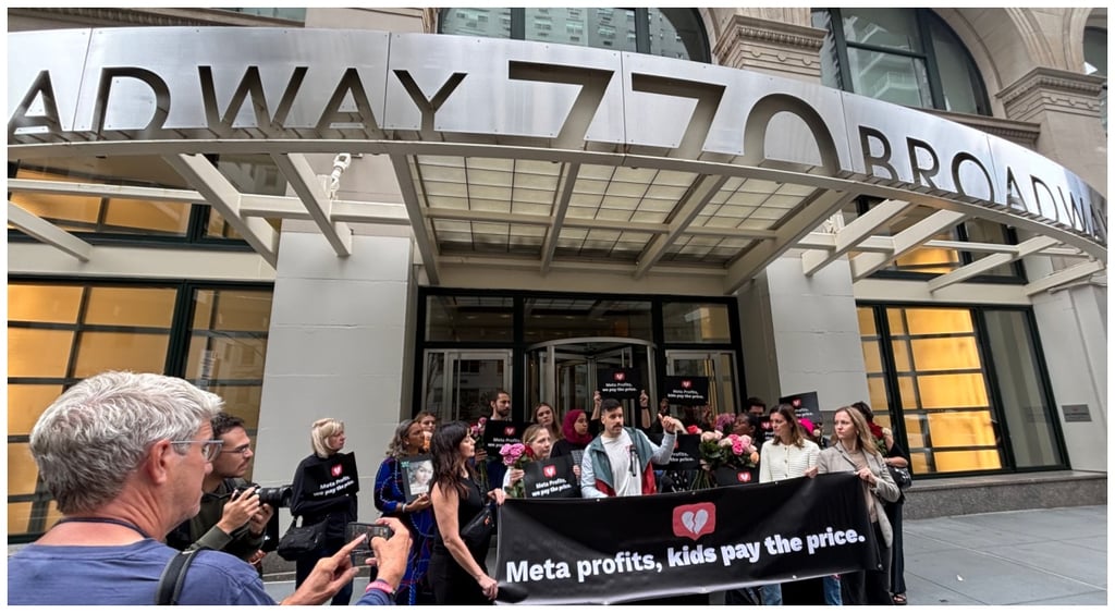 Meta child safety rally Meta NYC headquarters 770 Broadway
