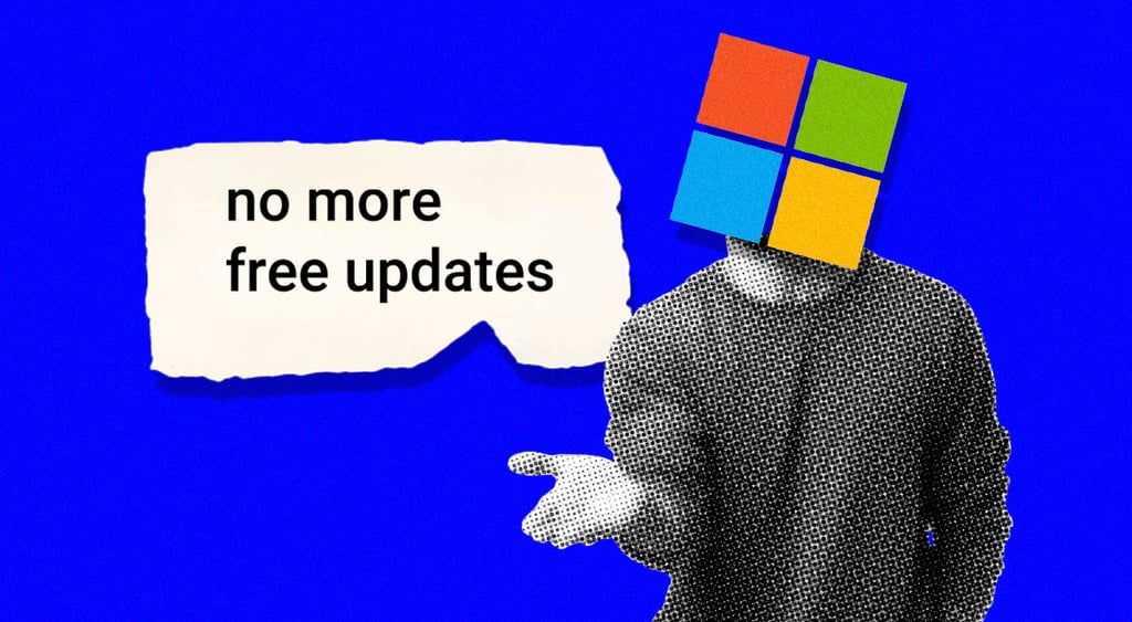 microsoft logo asking for more no more free updates