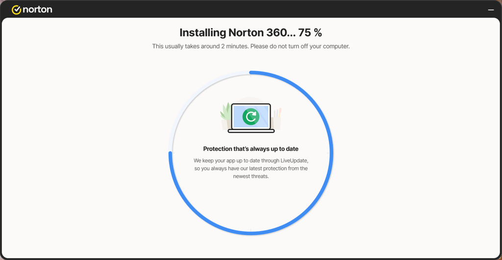 Norton 360 installation in progress