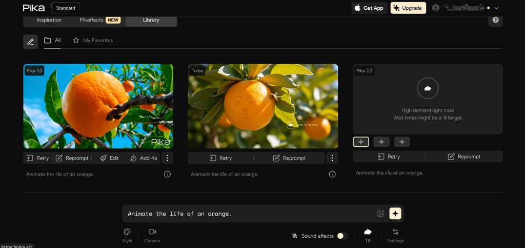 Animations of the life of an orange by Pika Labs