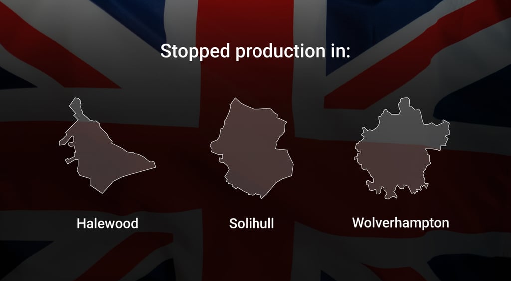 stopped production jaguar land rover uk flag