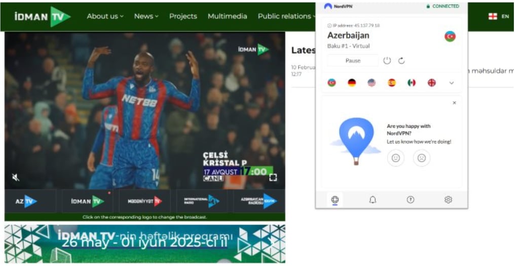 streaming idman tv with nordvpn